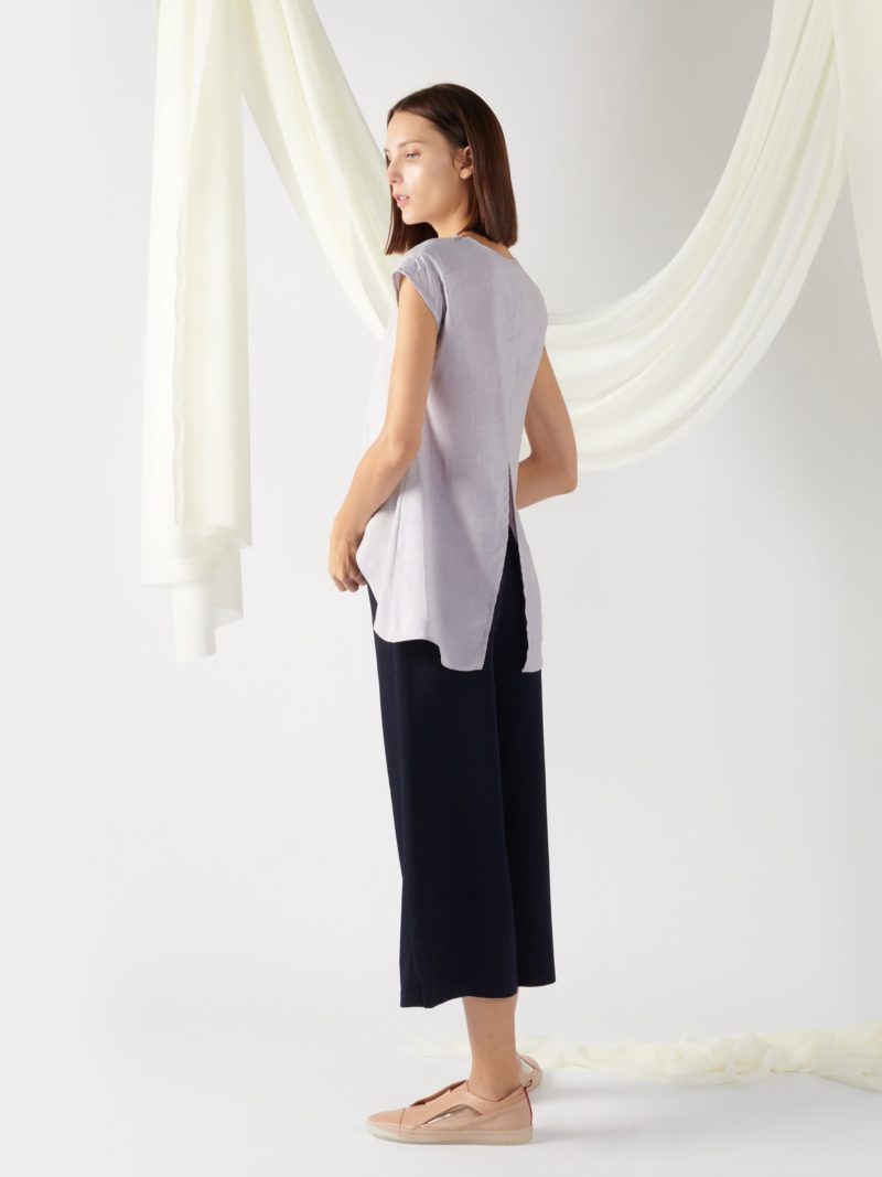 top with back slit in mist